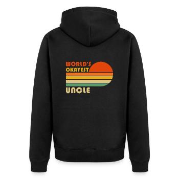 World's Okayest Uncle Funny Retro Vintage - Unisex Premium Bio Zip Hoodie - Schwarz - Hinten - Nico (187cm)
