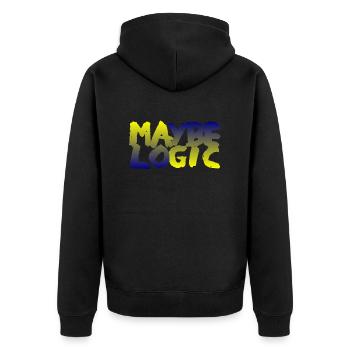 maybe logic too - Unisex Premium Organic Zip Hoodie - black - Back - Nico (187cm)
