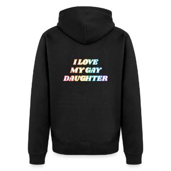 Ich liebe meine schwule Tochter - Unisex Premium Bio Zip Hoodie - Schwarz - Hinten - Nico (187cm)