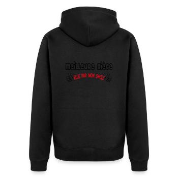 Beste Nichte - Unisex Premium Bio Zip Hoodie - Schwarz - Hinten - Nico (187cm)
