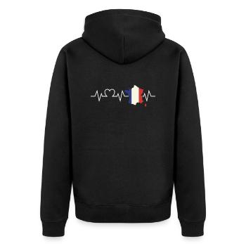 Français Français Battement de cœur France France - Veste à capuche bio Premium Unisexe - noir - Dos - Nico (187cm)