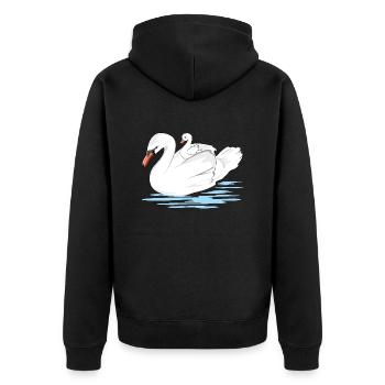 Une maman cygne blanc et son bébé - Veste à capuche bio Premium Unisexe - noir - Dos - Nico (187cm)