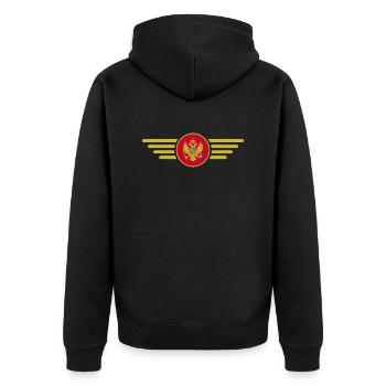Ich liebe Montenegro, Eleganz Stil Design T-Shirt - Unisex Premium Bio Zip Hoodie - Schwarz - Hinten - Nico (187cm)
