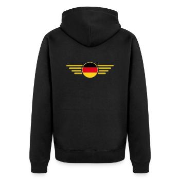 J’aime l’Allemagne, T-shirt design de style élégance - Veste à capuche bio Premium Unisexe - noir - Dos - Nico (187cm)