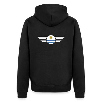 Ich liebe Uruguay, Eleganz Stil Design T-Shirt - Unisex Premium Bio Zip Hoodie - Schwarz - Hinten - Nico (187cm)