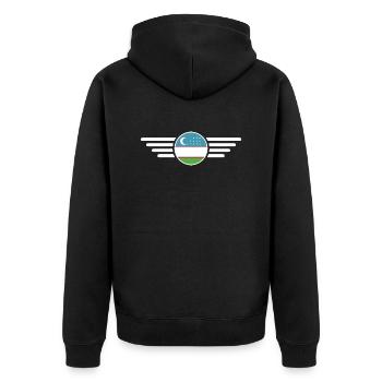 ich liebe Usbekistan, Eleganz Stil Design T-Shirt - Unisex Premium Bio Zip Hoodie - Schwarz - Hinten - Nico (187cm)