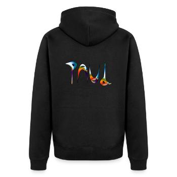 Paul - Unisex Premium Organic Zip Hoodie - black - Back - Nico (187cm)