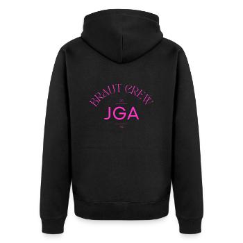 Braut Crew - JGA 2024 - Unisex Premium Bio Zip Hoodie - Schwarz - Hinten - Nico (187cm)