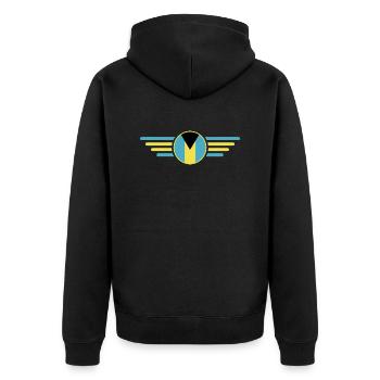 Ich liebe Bahamas, Eleganz Stil Design T-Shirt - Unisex Premium Bio Zip Hoodie - Schwarz - Hinten - Nico (187cm)