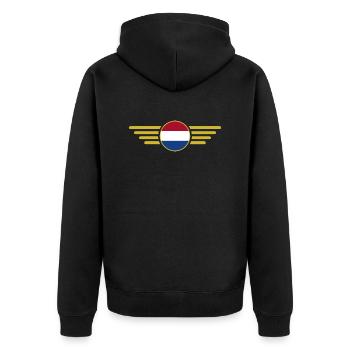 J’aime les Pays-Bas, T-shirt design de style élégance - Veste à capuche bio Premium Unisexe - noir - Dos - Nico (187cm)