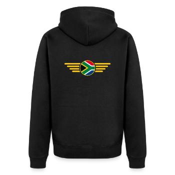 J’aime l’Afrique du Sud, T-Shirt Design Style Élégance - Veste à capuche bio Premium Unisexe - noir - Dos - Nico (187cm)