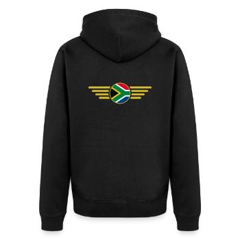 J’aime l’Afrique du Sud, T-Shirt Design Style Élégance - Veste à capuche bio Premium Unisexe - noir - Dos - Nico (187cm)