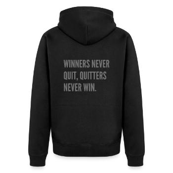 Winners never quit, quitters never win. - Unisex Premium Organic Zip Hoodie - black - Back - Nico (187cm)