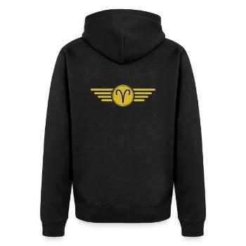 Signe du zodiaque Bélier, design exclusif de t-shirt - Veste à capuche bio Premium Unisexe - noir - Dos - Nico (187cm)