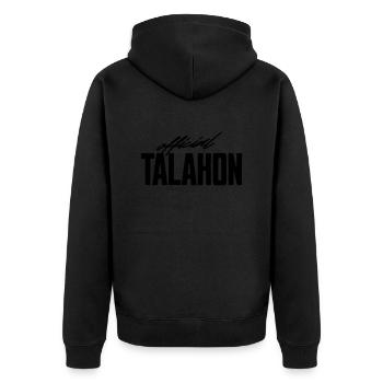 Official Talahon - Unisex Premium Bio Zip Hoodie - Schwarz - Hinten - Nico (187cm)