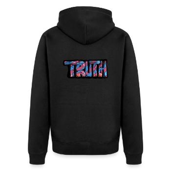 Wahrheit Graff - Unisex Premium Bio Zip Hoodie - Schwarz - Hinten - Nico (187cm)