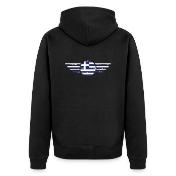 ich liebe Griechenland, Stil Design T-Shirt - Unisex Premium Bio Zip Hoodie - Schwarz - Hinten - Nico (187cm)