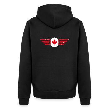 J’aime le Canada, T-shirt design de style élégance - Veste à capuche bio Premium Unisexe - noir - Dos - Nico (187cm)