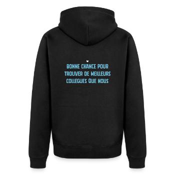 Man Humor Co-worker Departure Gift - Unisex Premium Organic Zip Hoodie - black - Back - Nico (187cm)