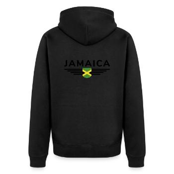 J’aime la Jamaïque, Tenue T-Shirt Design Cadeau - Veste à capuche bio Premium Unisexe - noir - Dos - Nico (187cm)