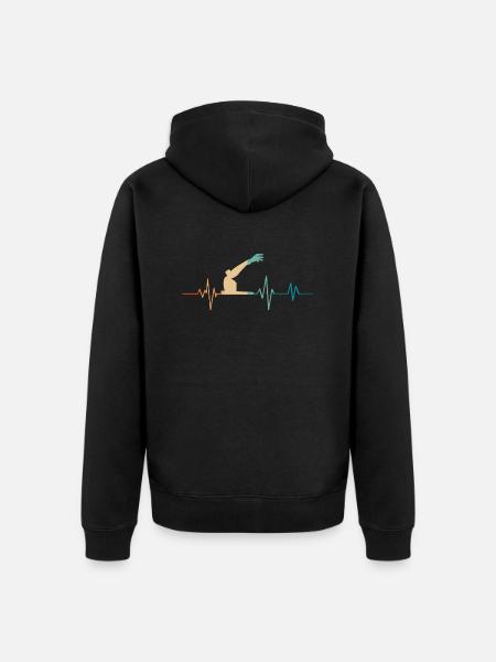 Retro Heartbeat Robotic Arm - Unisex Premium Organic Zip Hoodie - black
