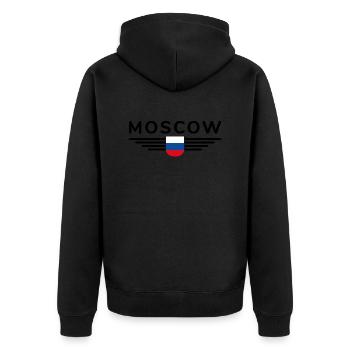 Moscow T-Shirt – Metropolis of Elegance - Unisex Premium Organic Zip Hoodie - black - Back - Nico (187cm)