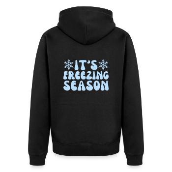 It's Freezing Season, Winter Season Lovers - Unisex Premium Organic Zip Hoodie - black - Back - Nico (187cm)