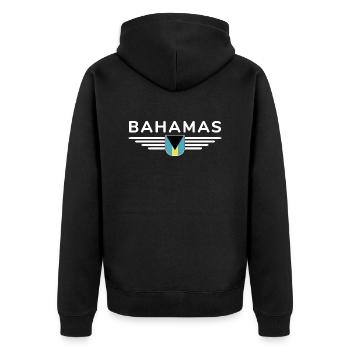 Bahamas Fans: Tropisches Design - Unisex Premium Bio Zip Hoodie - Schwarz - Hinten - Nico (187cm)