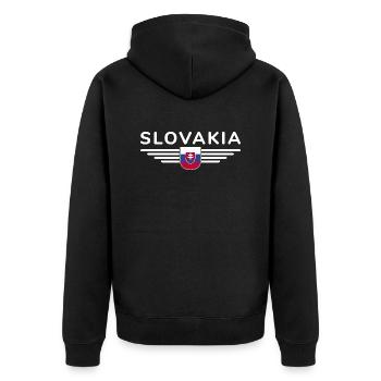 Ich liebe Slowakei, Eleganz Stil Design T-Shirt - Unisex Premium Bio Zip Hoodie - Schwarz - Hinten - Nico (187cm)