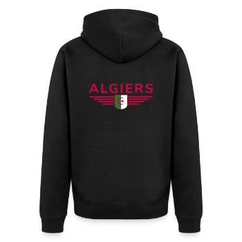 Algiers Design – Capital of Algeria - Unisex Premium Organic Zip Hoodie - black - Back - Nico (187cm)