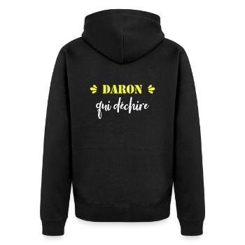 Daron Qui Déchire - Veste à capuche bio Premium Unisexe - noir - Dos - Nico (187cm)