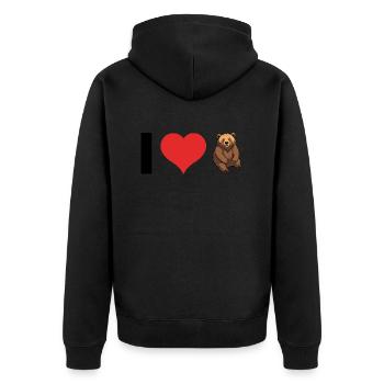 I love Bears - Cute Animal Design - Unisex Premium Bio Zip Hoodie - Schwarz - Hinten - Nico (187cm)