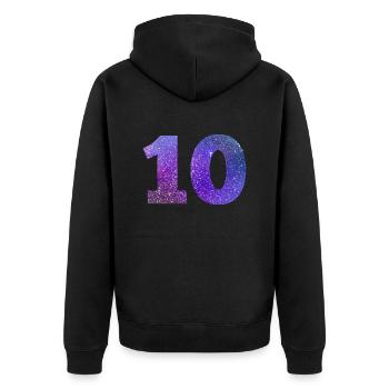 Number 10 galaxy - Unisex Premium Organic Zip Hoodie - black - Back - Nico (187cm)