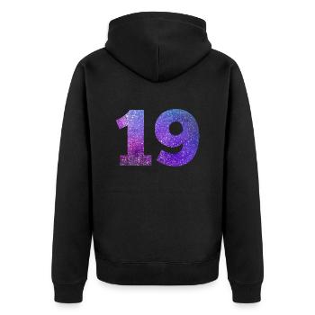 Numéro 19 galaxie - Veste à capuche bio Premium Unisexe - noir - Dos - Nico (187cm)