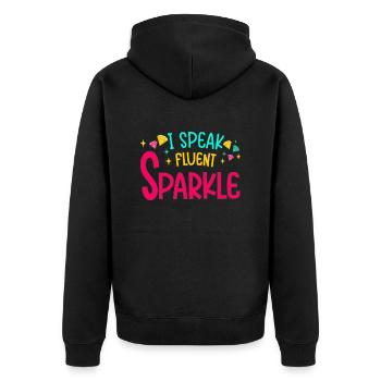 Diamond Painting Artist Speak Sparkle Diamond - Unisex Premium Bio Zip Hoodie - Schwarz - Hinten - Nico (187cm)
