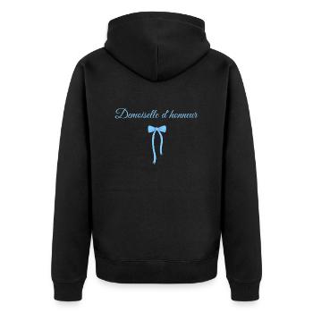 Blaue Schleife Brautjungfer - Unisex Premium Bio Zip Hoodie - Schwarz - Hinten - Nico (187cm)