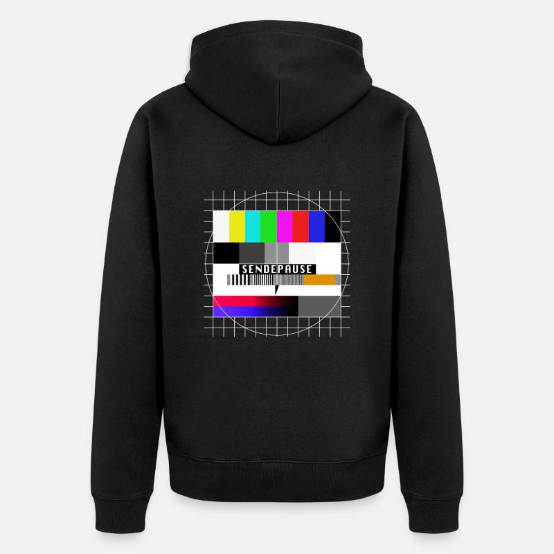 Röhrenfernseher Testbild - Sendepause - 80er - Unisex Premium Bio Zip Hoodie - Schwarz