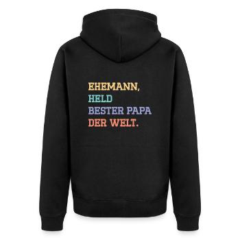 ÉPOUX, HÉROS MEILLEUR PAPA DU MONDE. - Veste à capuche bio Premium Unisexe - noir - Dos - Nico (187cm)