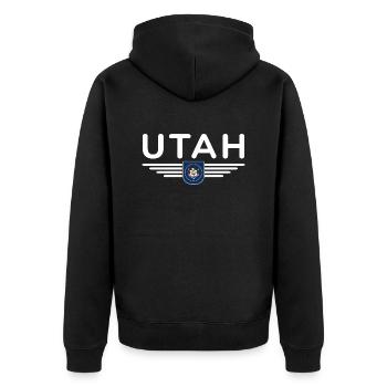 T-shirt Utah Fan – Nature & Liberté - Veste à capuche bio Premium Unisexe - noir - Dos - Nico (187cm)