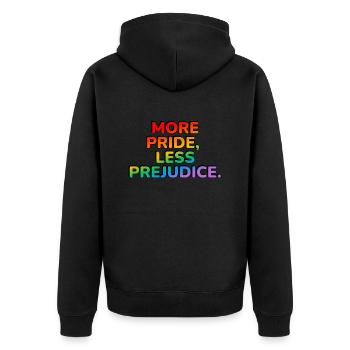 Plus de fierté, moins de préjugés - Mois de la fierté LGBT - Veste à capuche bio Premium Unisexe - noir - Dos - Nico (187cm)