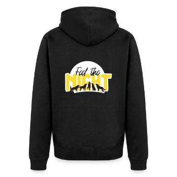 Fühle die Nacht - Vektor - Unisex Premium Bio Zip Hoodie - Schwarz - Hinten - Nico (187cm)