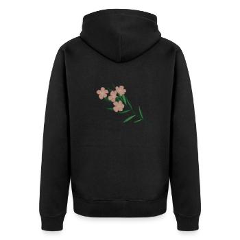 Pink Oleander Flower Branch - Unisex Premium Organic Zip Hoodie - black - Back - Nico (187cm)