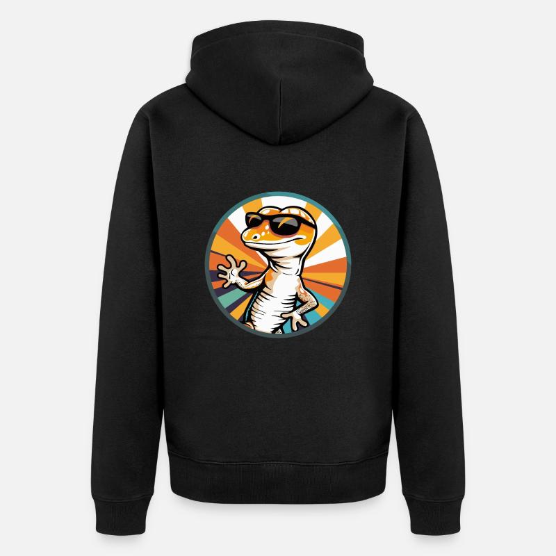 lézard bande dessinée cool - Veste à capuche bio Premium Unisexe - noir