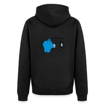 Dude, what happened? - Unisex Premium Bio Zip Hoodie - Schwarz - Hinten - Nico (187cm)