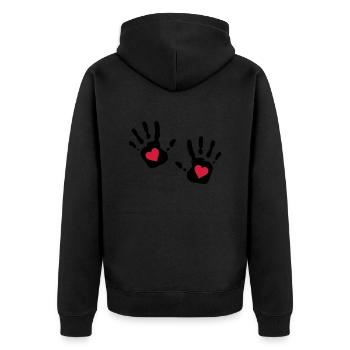 heartcutout2_2c - Unisex Premium Bio Zip Hoodie - Schwarz - Hinten - Nico (187cm)