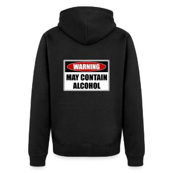 May Contain Alcohol - Unisex Premium Bio Zip Hoodie - Schwarz - Hinten - Nico (187cm)