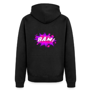 BAM 2 - Unisex Premium Bio Zip Hoodie - Schwarz - Hinten - Nico (187cm)