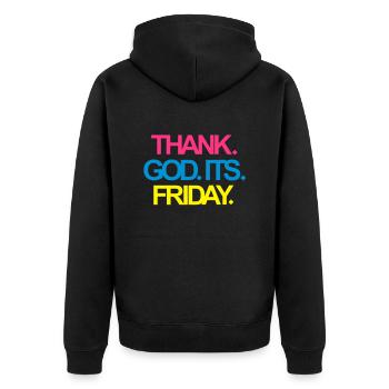 It's Friday! - Unisex Premium Organic Zip Hoodie - black - Back - Nico (187cm)