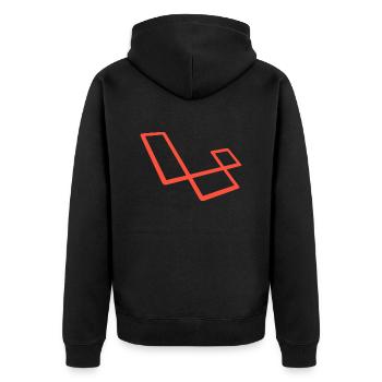 laravel - Unisex Premium Organic Zip Hoodie - black - Back - Nico (187cm)