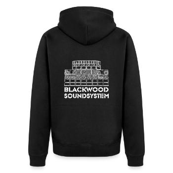 Sound system - Unisex Premium Organic Zip Hoodie - black - Back - Nico (187cm)
